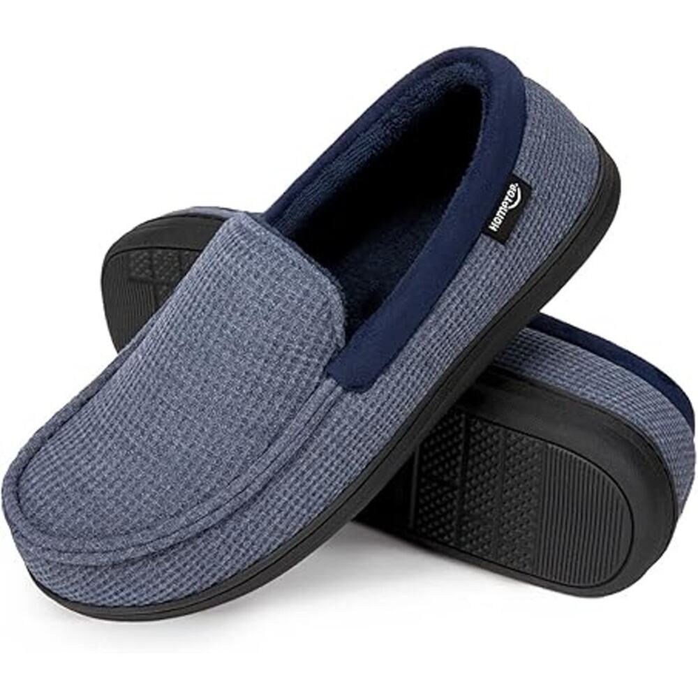 New HomeTop Mens 11 Denim Blue Memory Foam Non Slip Machine Washable Slippers